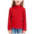 thumbnail image 1 of WNVMWI Kids Clothes Girls Long Sleeve Shirt Children Mock Neck Thermal Undershir Girl Slim Fit Stretchy Tee 5-6 Years Red, 1 of 4