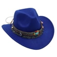 thumbnail image 1 of WNVMWI Kids Cowboy Hat Toddler Western Style Felt Hats with Boho Decorative Boys and Girls Stylish Headwear Blue 3-8 Years, 1 of 2