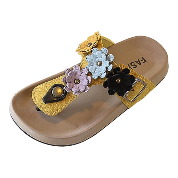 WNVMWI Little Girls Flip Flops Toddlers Summer Platform Sandals Kids Soft Soled Thong Sandal Childrens Beach Slippers Yellow Size 5.5