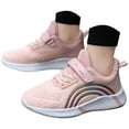 thumbnail image 1 of WNVMWI Little Girls Knit Running Shoes Toddlers Slip On Sneakers Kids Non-Slip Walking Shoe with Hook And Loop Pink Sizs 2, 1 of 5