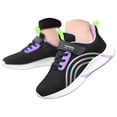 thumbnail image 1 of WNVMWI Little Girls Knit Running Shoes Toddlers Slip On Sneakers Kids Non-Slip Walking Shoe with Hook And Loop Purple Sizs 13.5, 1 of 5