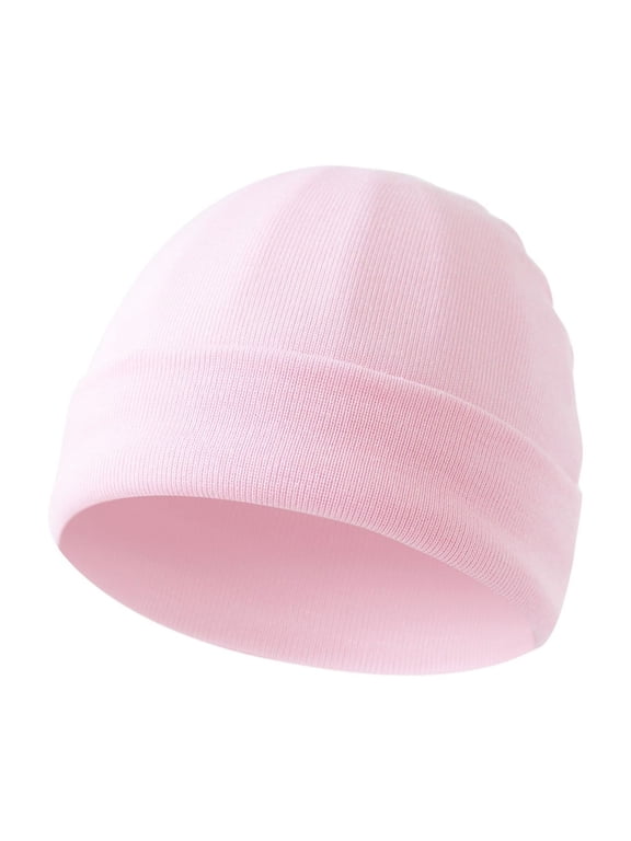 Newborn Boy and Girl Beanie Cotton Sleepy Hat Baby Infant Stretchy Knit Beanies Everyday Wear Pink One Size