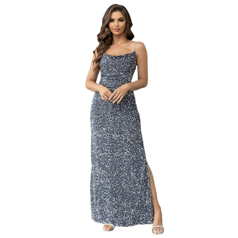Glitter Side Slit Maxi Dress Glitter Side Slit Maxi Dress