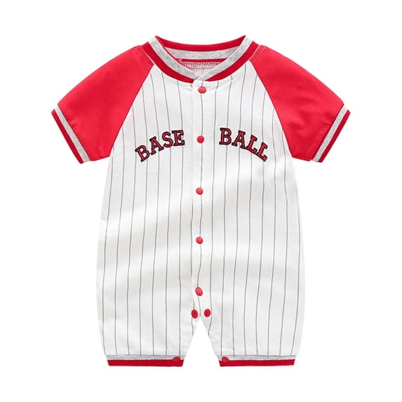WNVMWI Summer Baby Boy Onesies Infant Short Sleeve Bodysuit Newborn Baseball Romper with Crotch Snap 12-18 Months Red