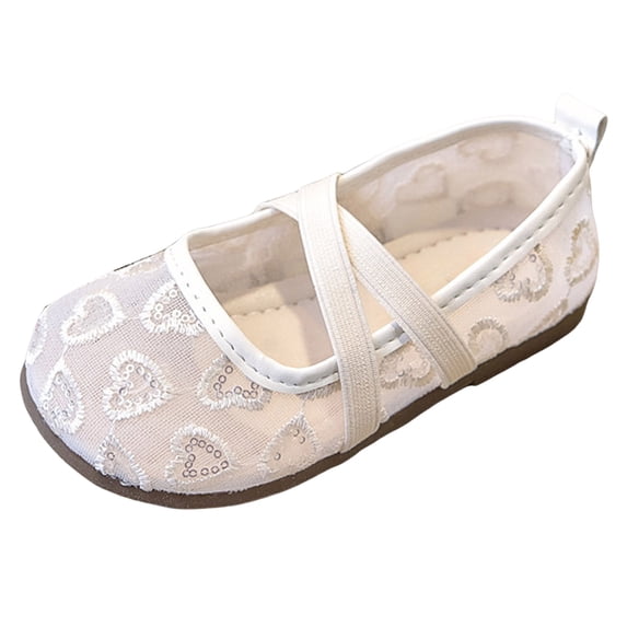 WNVMWI Summer Toddler Shoes Girls Mesh Dress Shoe Kids Mary Jane Flats Toddlers for Wedding Party Holiday Wear White Size 13.5
