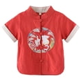 thumbnail image 1 of WNVMWI Toddler Boys Short Sleeve Tang Suit Kids Chinese Traditional Clothes Children Button Down Shirts 18-24 Months Red, 1 of 3