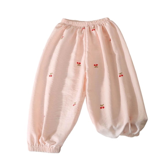 WNVMWI Toddler Girl Clothes Kids Elastic Waist Capri Pants Summer Childrens Loose Anti-Mosquito Trousers 1-2 Years Pink