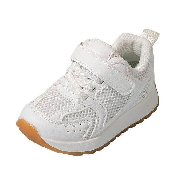 WNVMWI Toddler Girls Mesh Platform Sneakers Kids Hook And Loop Running Shoes Children No Slip Walking Shoe White Sizs 9.5