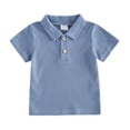thumbnail image 1 of WNVMWI Toddler Short Sleeve Polo Shirts Little Boys Lapel Collar Going Out Tops Kids Casual Basic Tees 12-18 Months Blue, 1 of 3