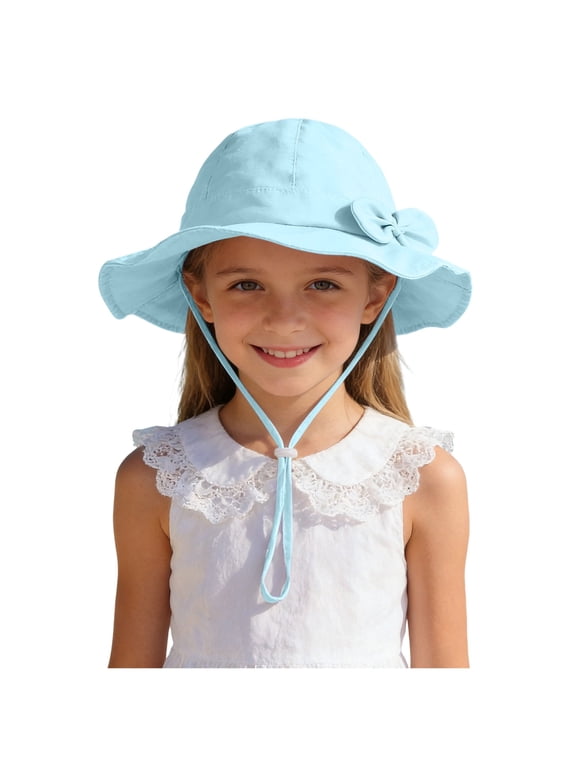Toddler Sun Hat Kids Foldable Bucket Hats with Adjustable Strap Summer Comfy Accessory for Girls and Boys Blue 2-5 Years