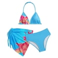 thumbnail image 1 of WNVMWI Tween Bathing Suits Girls 3 Piece Print Swimsuit Set Childrens Triangle Bikini Top Brief Cover Up Skirt 11-12 Years Blue, 1 of 3