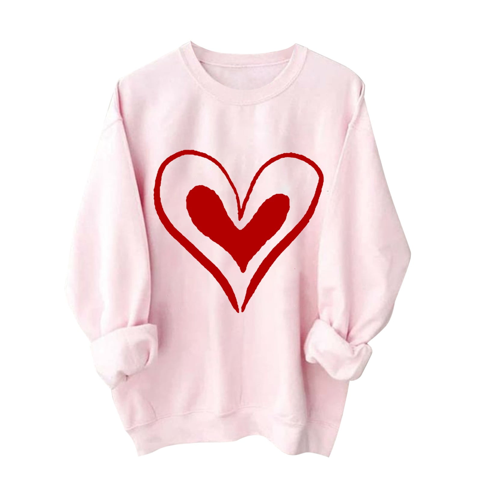 WNVMWI Valentine's Day Sweatshirt Women Love Heart Grahic Long Sleeve ...