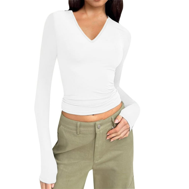 Women's Solid Color V-Neck Shirt Women's Solid Color V-Neck Shirt