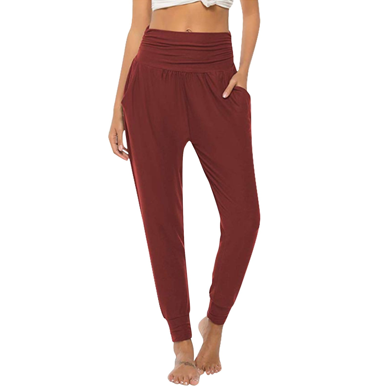 WNVMWI Womens Casual Loose Pants Comfy Work Pants with Pockets Elastic ...