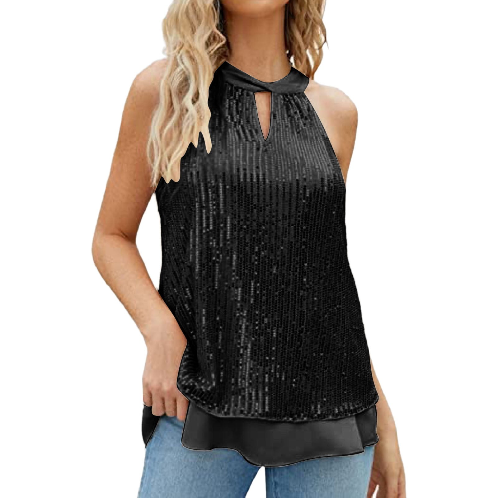black sparkle top womens