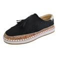 thumbnail image 1 of WNVMWI Womens Shoes Boat Shoes for Women Platform Sneakers for Women Womens Black Shoes Fashion Fringe Hollow Out Round Toe Flat Slip On Shoes Sneakers Casual Shoes Walking Shoes Footwear, 1 of 7