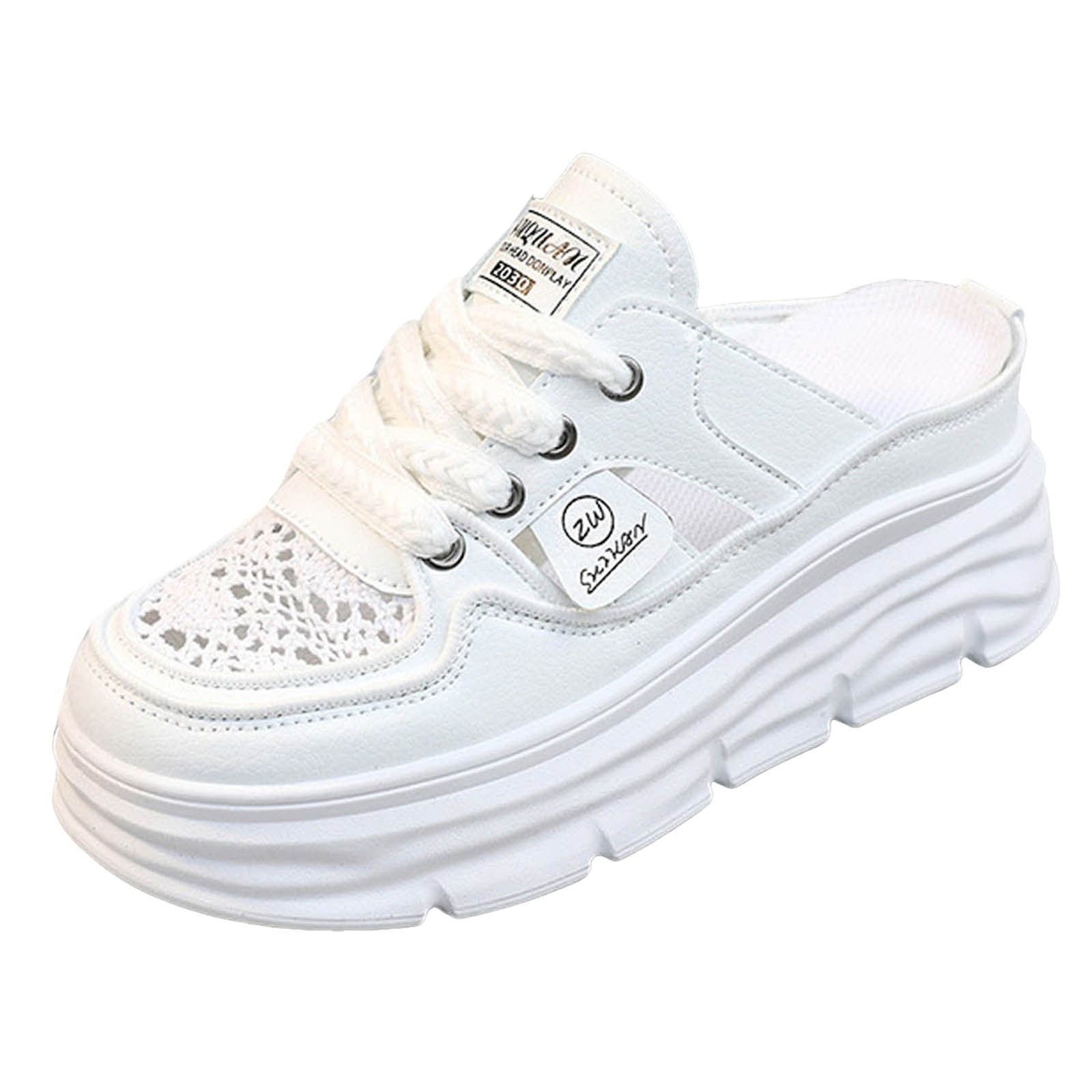 Womens Shoes Tennis Shoes for Women White Sneakers Non Slip Work Shoes Comfortable Platform Sneakers Cutout Design Lace Up Slip-ons Loafers Walking Shoes Casual Shoes Footwear Size 40