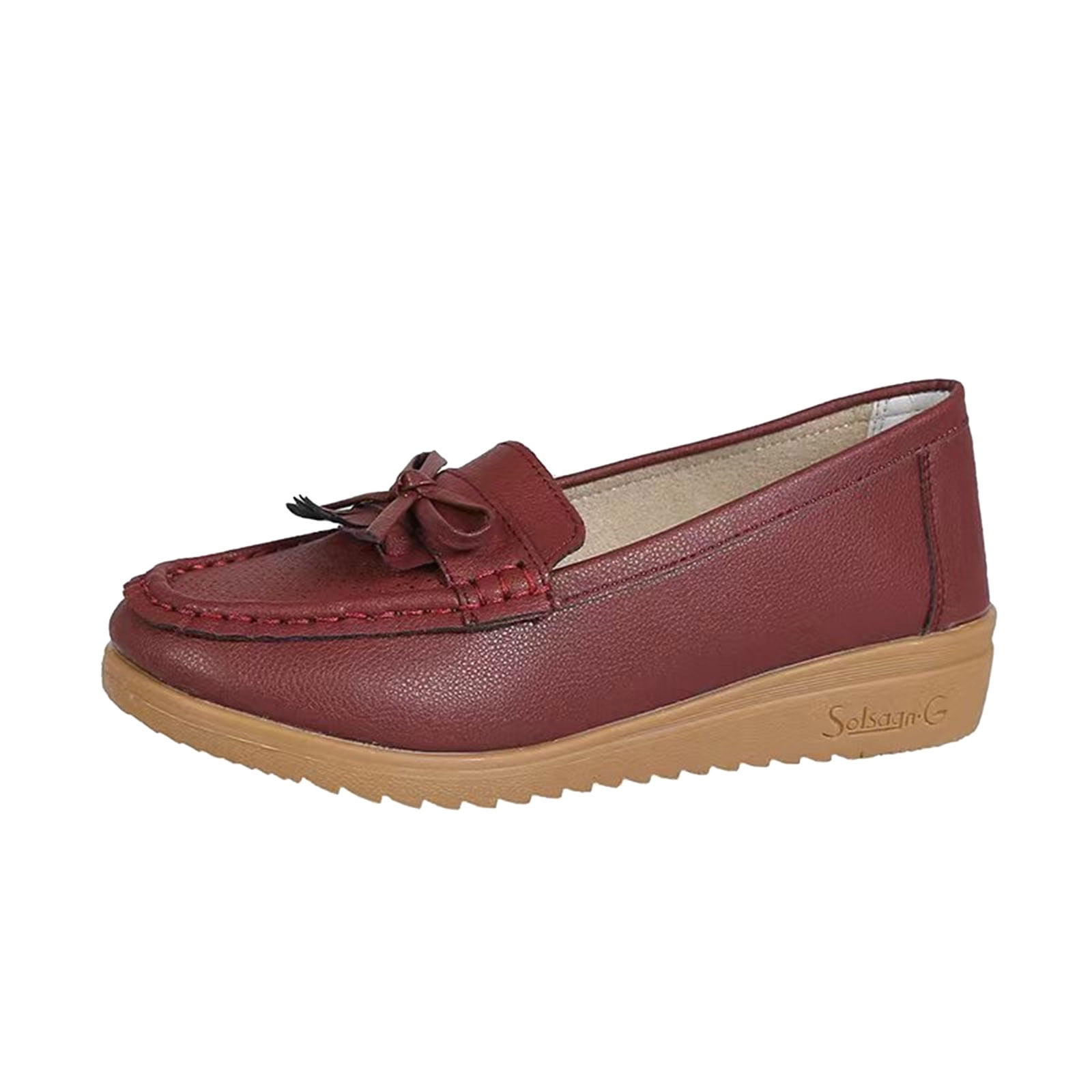 Womens Shoes Tennis Shoes for Women White Sneakers Comfort Shoes for Women Ladies Solid Breathable Leather Bow Decorated Flat Casual Single Shoes Comfortable Walking Shoes Footwear Size 39