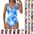 thumbnail image 1 of WNYEIME One Piece Swimsuits for Women Cute Summer Floral Print Deep V Neck Beach Push up Padded Bikini Sets Backless Tummy Control High Waist Bathing Suit Swimwear Multicolor#30 XXL, 1 of 7