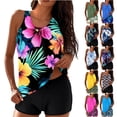 thumbnail image 1 of WNYEIME Tankini Swimsuits for Women Two Piece Bathing Suits Summer Front Ruched Blouson Bikini Swim Tank Top with Tummy Control Boyshorts Swimwear Sets Multicolor#08 XL, 1 of 7