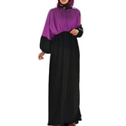 WNgert Summer Dresses for Women 2024 Women's Long Sleeve Dress Vintage Pullover Abaya Prayer Clothes Womens Dresses(Color:Purple,Size:M)