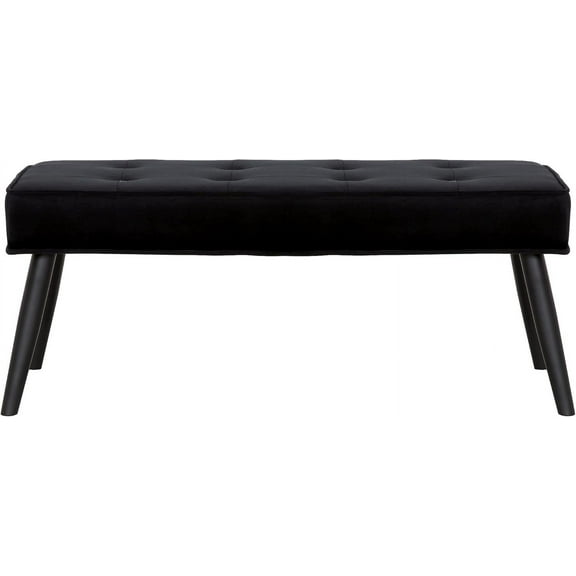WO Indoor Velvet Upholstered Sitting 41.25" w Wood Frame for Bedroom, Living Room, Entryway, Home Accessory, Office, Livingroom (Black)