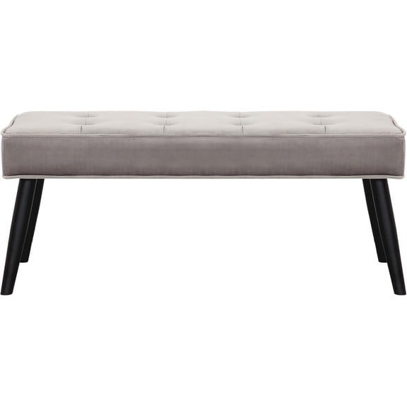 WO Indoor Velvet Upholstered Sitting Wood Frame for Bedroom, Living Room, Entryway, Home Accessory, Office, Livingroom (Gray/Grey)