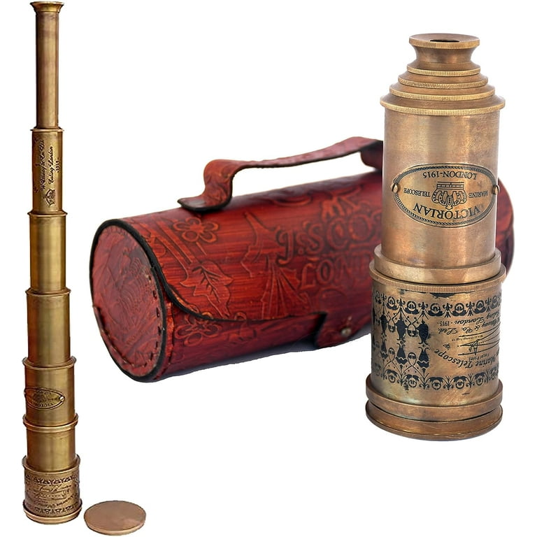 WOANIN Vintage Pirate Spyglass Telescope 15x Functional Brass