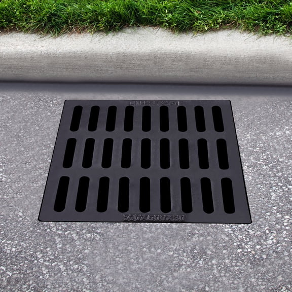 WOBENFOG Cast Iron Drain Grate 50x50cm Drainage Cover 661.39lbs Load Sewer Grate for Driveway Sidewalk Yard