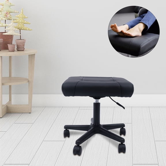 WOBENFOG Height Adjustable Office Footrest, 360 Swivel Foot Stool with Wheels, Ergonomic Under Desk Foot Stand for Home Office