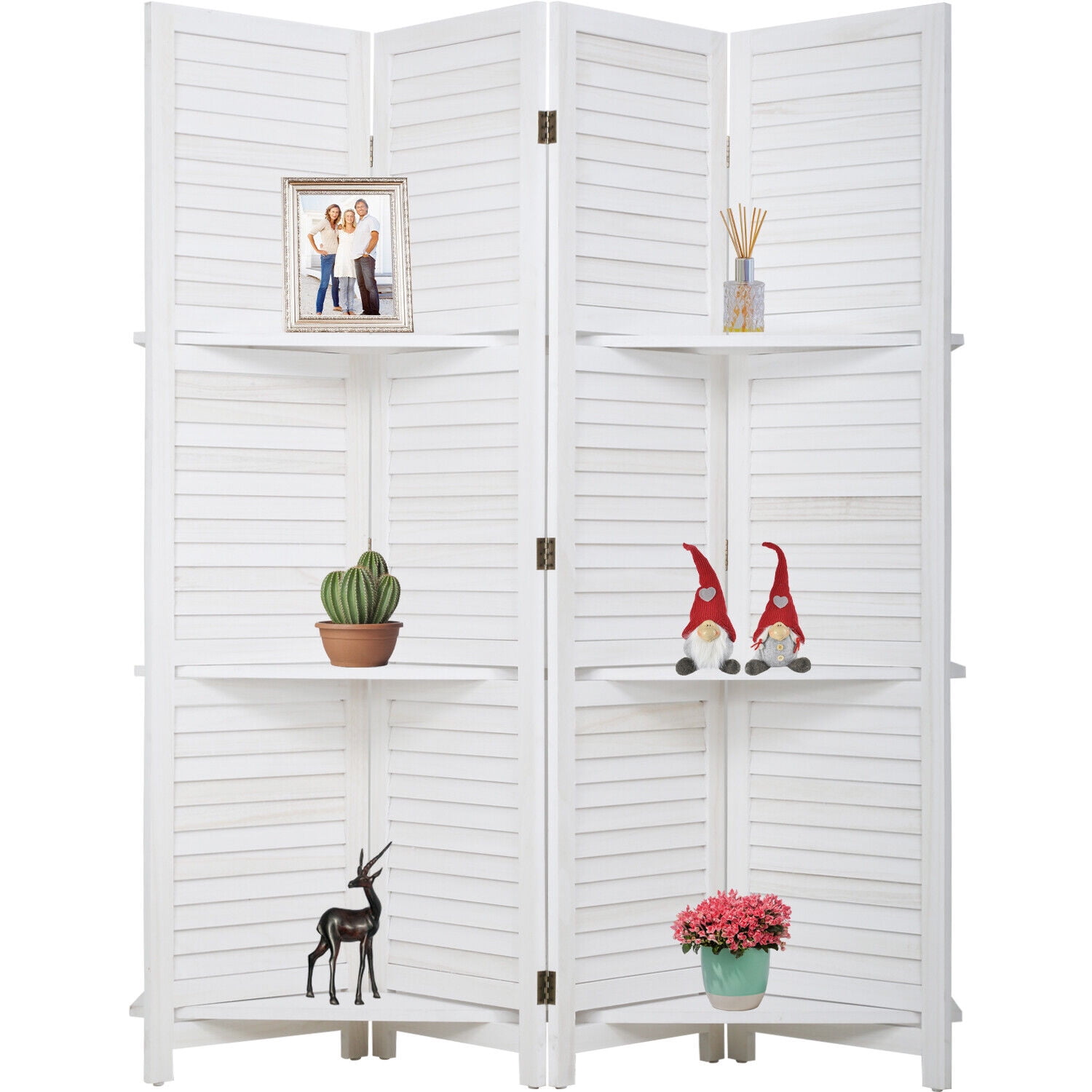 WOBLUU Room Divider 4 Panel Folding Screen Room Divider w/Removable ...