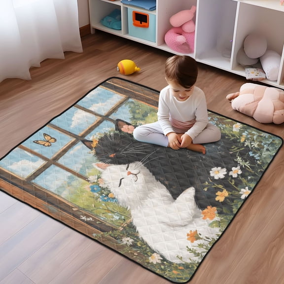 WOBOGO A Collage Of Two Cats Baby Playmats Extra Large Waterproof Rollable Activity Pads for Toddlers 5050inch