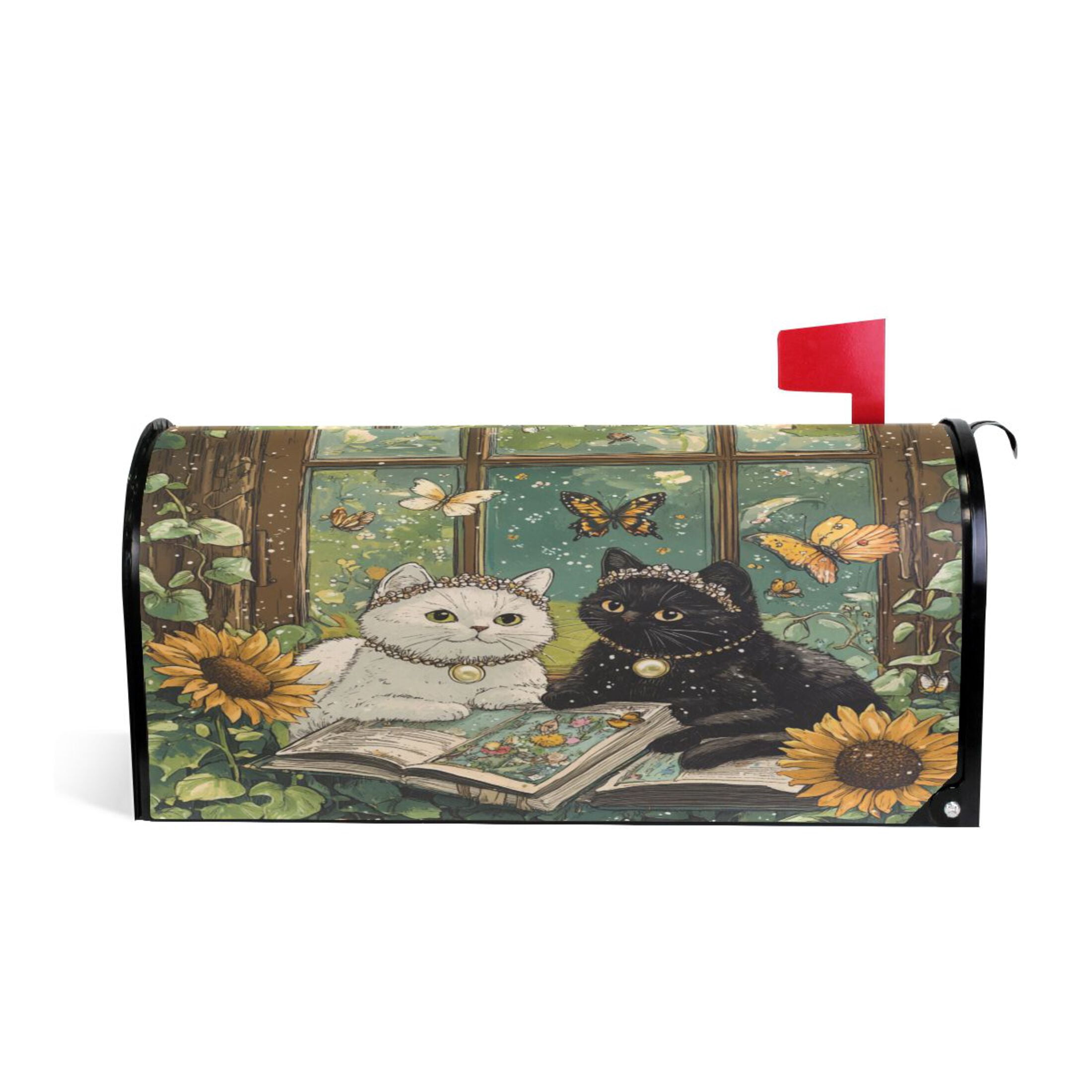 WOBOGO A Collage Of Two Cats Mailbox Cover Magnetic for Garden Yard Home Decor Standard Size 25.4×20.78in