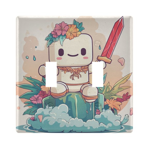 WOBOGO A Cute Marshmallow Man 2-hole Switch Plates PC Flame Retardant Plastic Material Glossy Finish Smooth Touch 4.56x4.48x0.27in