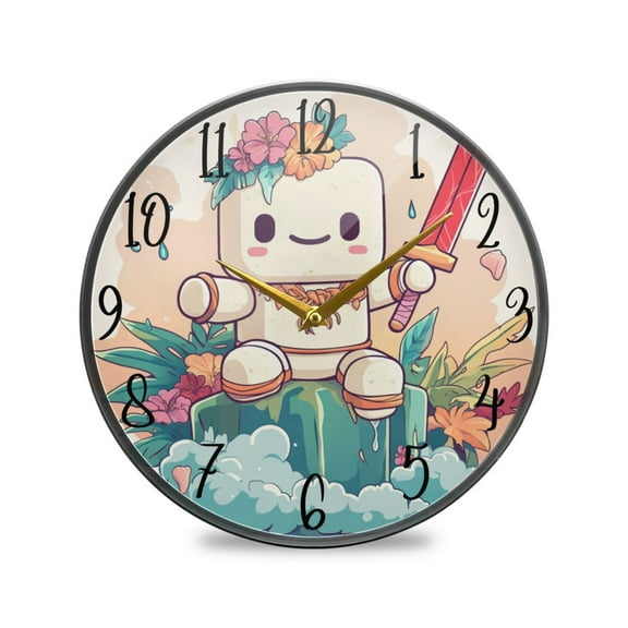 WOBOGO A Cute Marshmallow Man Acrylic Wall Clock Battery Operated 9.5in Silent No Tick Bedroom Living Room Office Classroom Decoration