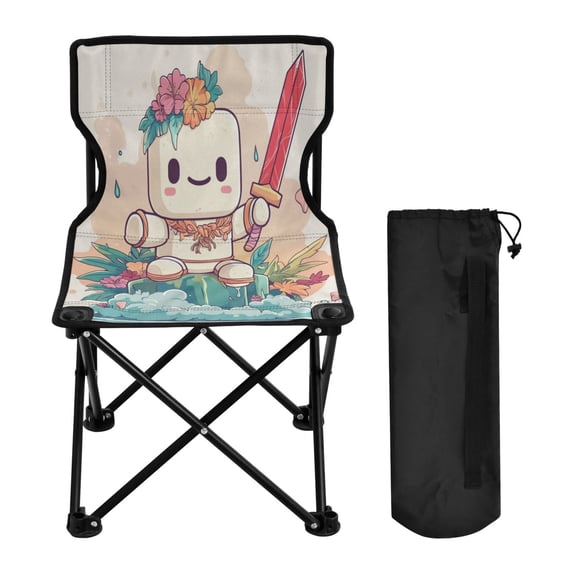 WOBOGO A Cute Marshmallow Man Camping Chair Convenient Four Corner Backrest Folding Stool Can Hold Up to 220lbs