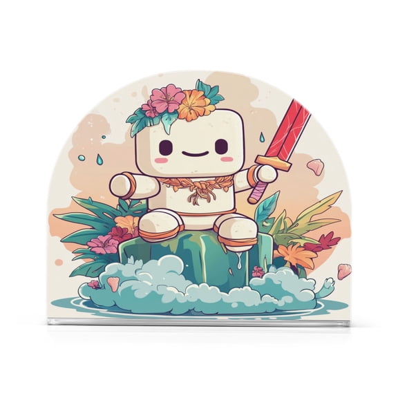 WOBOGO A Cute Marshmallow Man Clear Acrylic Napkin Holder Kitchen Tissue Face Towel Cocktail Rack Bar Restaurant Dinner Paper Dispenser
