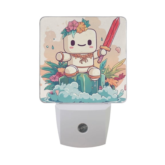 WOBOGO A Cute Marshmallow Man LED Night Light 2 Pcs Set 0.5 Watt Wall Plug in Dusk to Dawn Automatic Switch Soft White Light