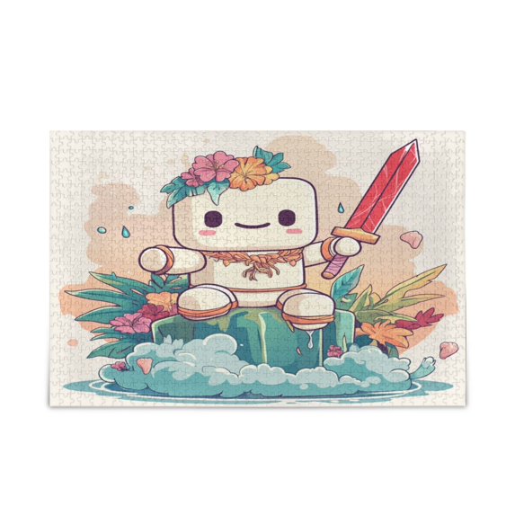 WOBOGO A Cute Marshmallow Man Puzzle Challenge 500 Piece Jigsaw Suitable for Game Night Finished Size 20.5 x 14.9in