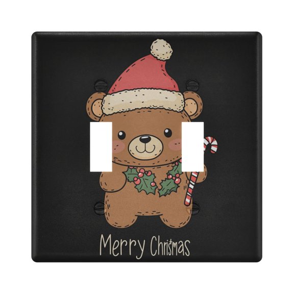 WOBOGO A Cute Teddy Bear 2-hole Switch Plates PC Flame Retardant Plastic Material Glossy Finish Smooth Touch 4.56x4.48x0.27in