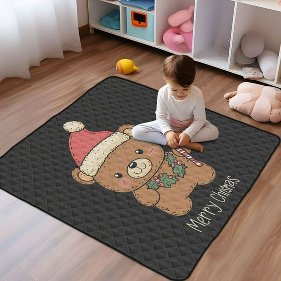 WOBOGO A Cute Teddy Bear Baby Playmats Extra Large Waterproof Rollable Activity Pads for Toddlers 5050inch