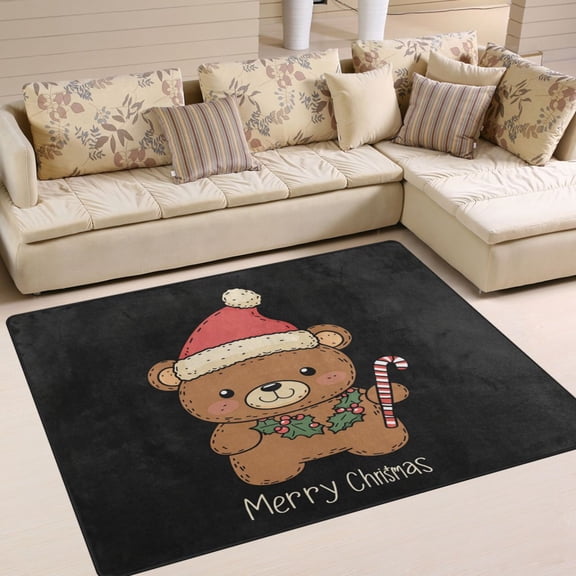 WOBOGO A Cute Teddy Bear Carpet Non-Slip Rugs Soft Doormat 63×48in Living Dining Room Bedroom Decorative