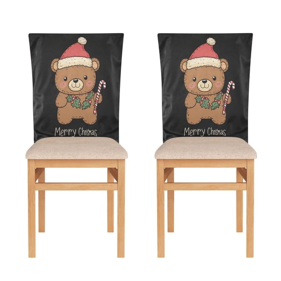 WOBOGO A Cute Teddy Bear Dining Room Chair Covers 2 Pieces Super Fit Elastic Fiber Removable Washable Protective Cover