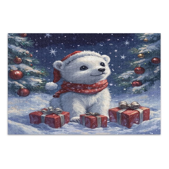 WOBOGO A Cute White Polar Bear Jigsaw Puzzle Challenge 1000 Piece Jigsaw Suitable for Game Night Finished Size 29.5 x 19.7in