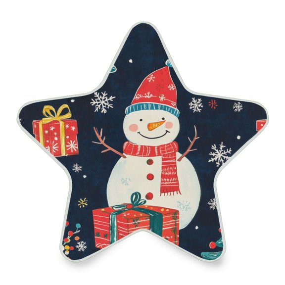 WOBOGO A Dark Blue Background with Christmas Snowman LED Star Night Light 0.2 Watt Wall Plug Dusk to Dawn Auto Switch Adjustable Brightness Soft White Light