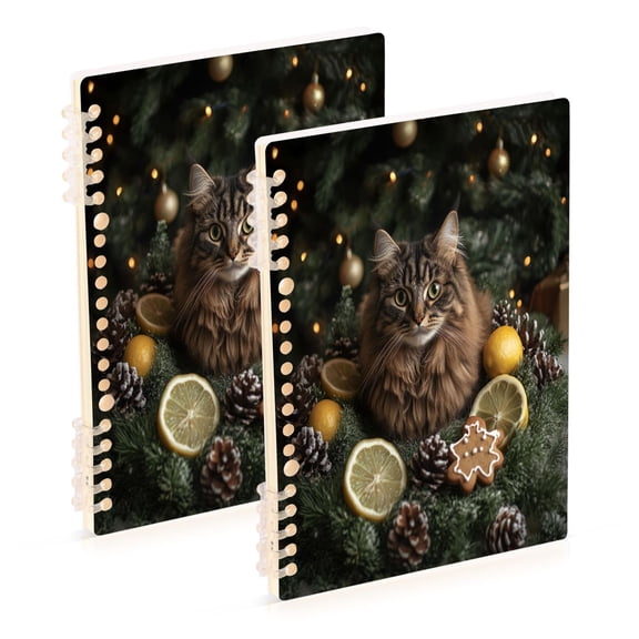 WOBOGO A Fluffy Cat Notebook College Horizontal Grid Paper Ink Spill Resistant Water Resistant Cover 8.3x5.7x0.4in