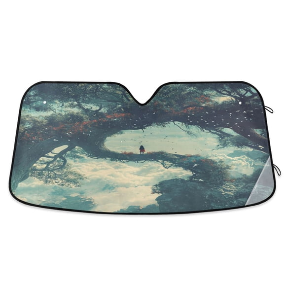 WOBOGO A Giant Tree in The Sky Car Windshield Sunshades Autopilot Lightweight Accordion Sun Visor 53×23.5in