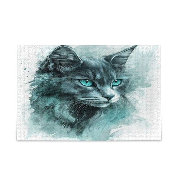 WOBOGO A Grey Cool Cat Puzzle Challenge 500 Piece Jigsaw Suitable for Game Night Finished Size 20.5 x 14.9in