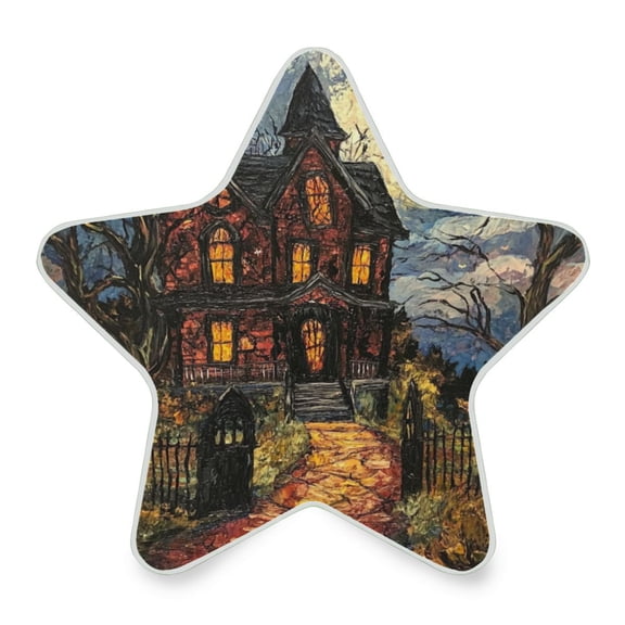 WOBOGO A Haunted House LED Star Night Light 0.2 Watt Wall Plug Dusk to Dawn Auto Switch Adjustable Brightness Soft White Light