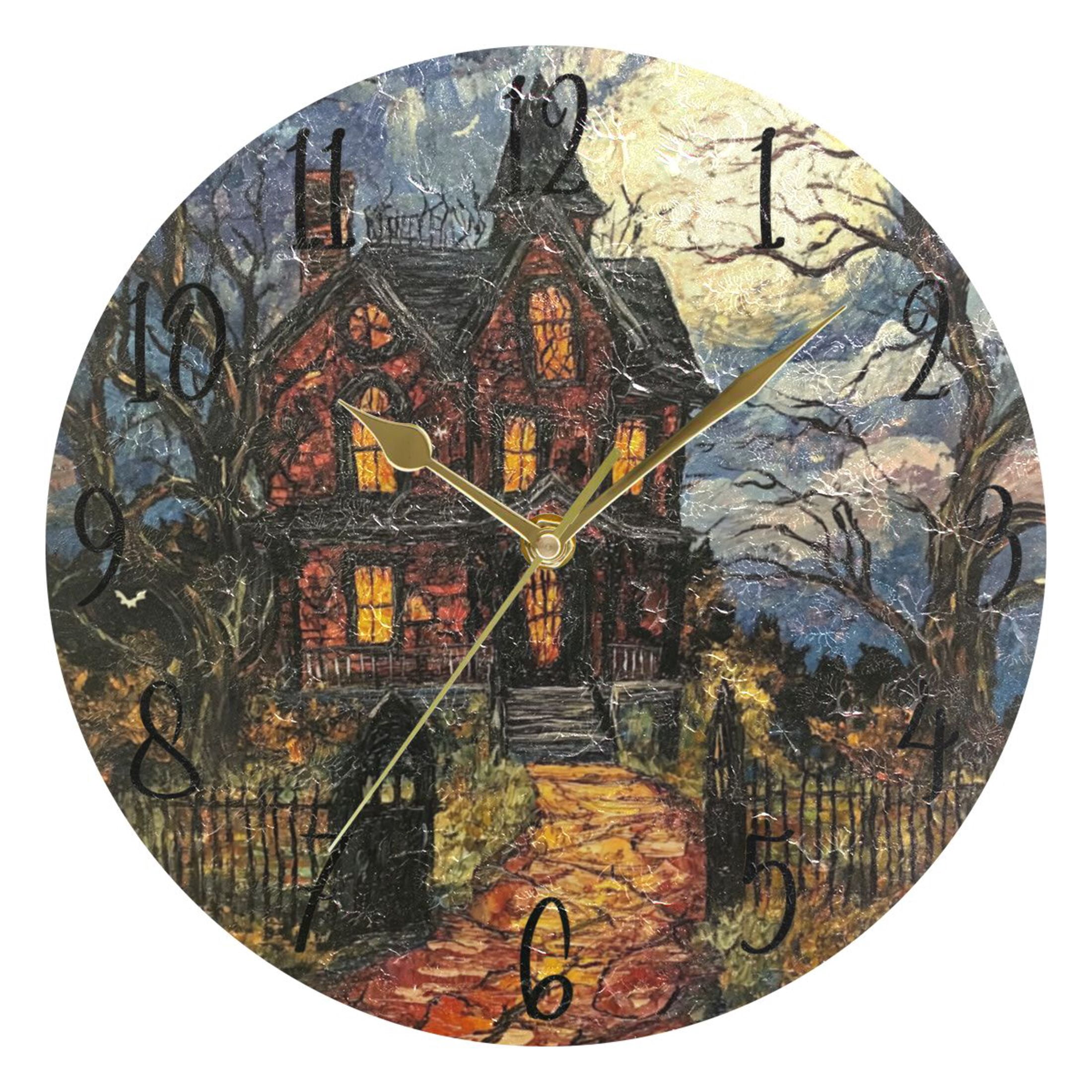 WOBOGO A Haunted House Wall Clock 10in Silent Mechanism Battery ...